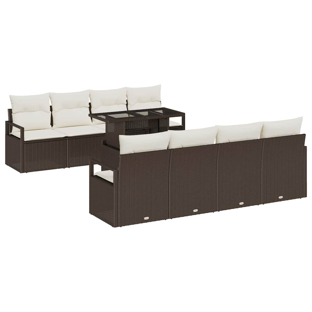 Set Divano da Giardino 7 pcs Marrone e crema polyrattan | homemem39
