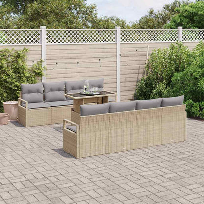 Set Divano da Giardino 9 pcs Beige e Grigio Chiaro polyrattan | homemem39