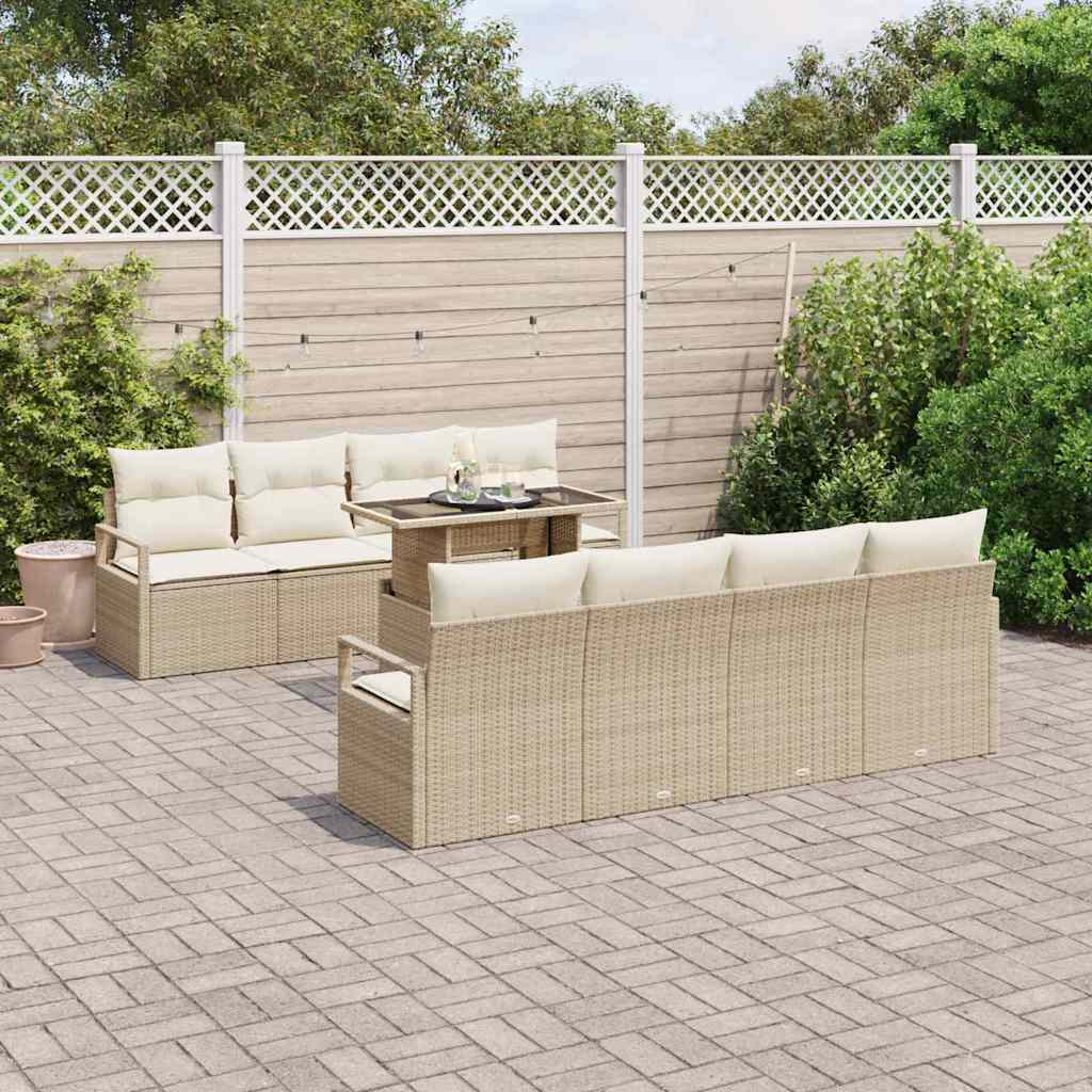 Set Divano da Giardino 7 pcs Beige e Crema polyrattan | homemem39