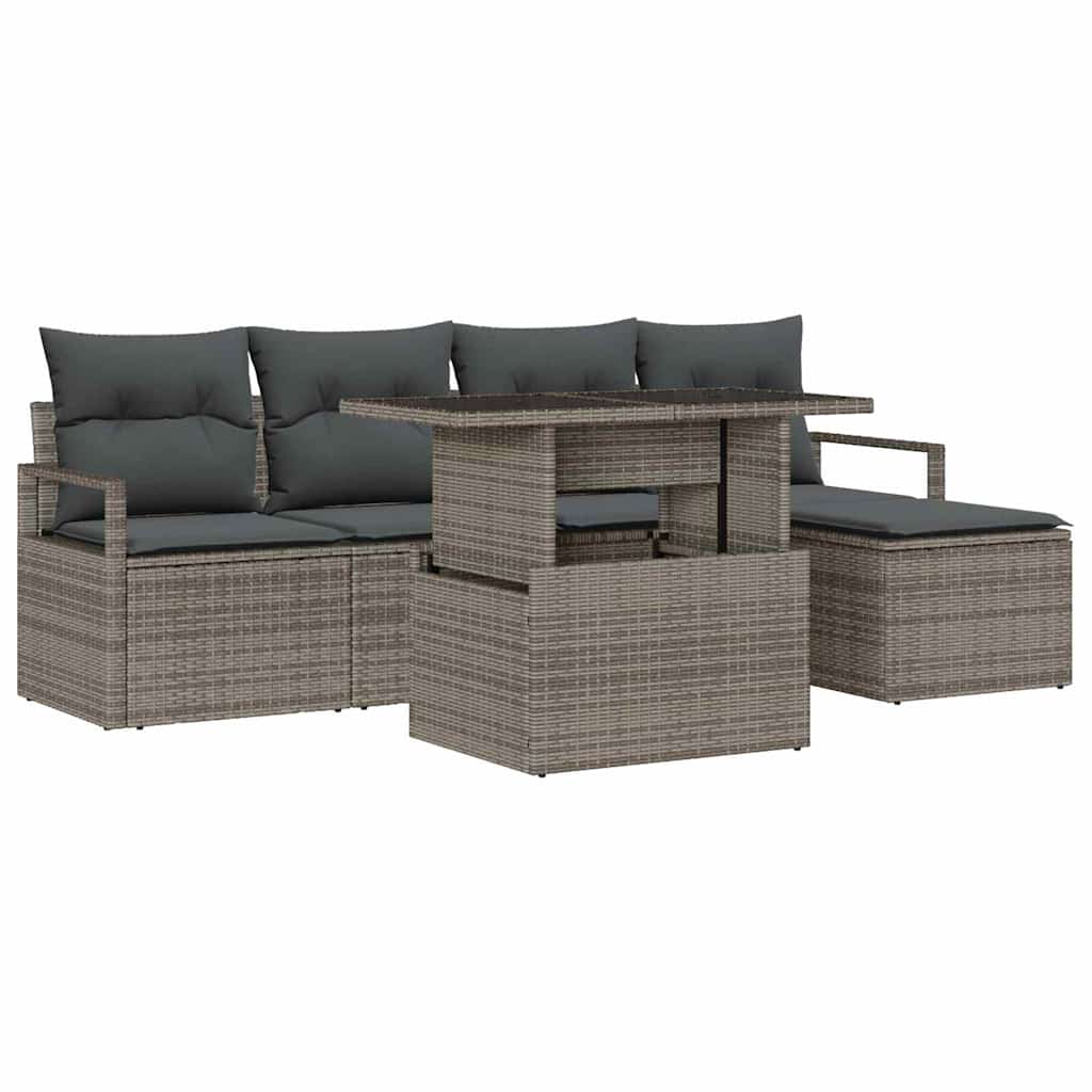 Set Divano da Giardino con cuscino 6 pcs Grigio | homemem39