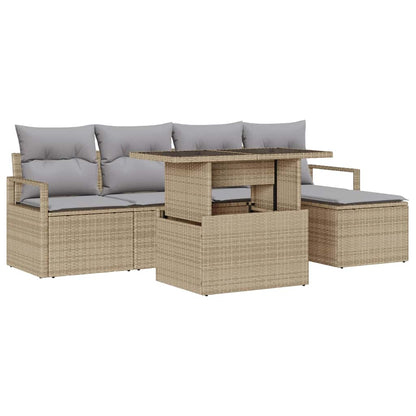 Set Divano da Giardino 6 pcs beige e grigio chiaro polyrattan | homemem39