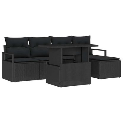 Set Divano da Giardino 6 pz Nero polyrattan | homemem39