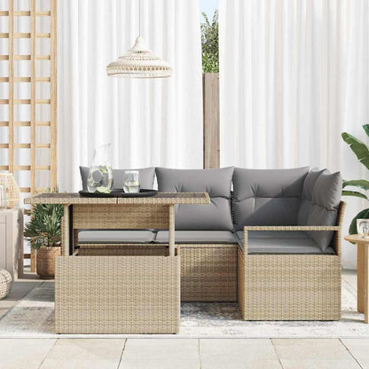 Set Divano da Giardino 5 pcs beige e grigio chiaro polyrattan