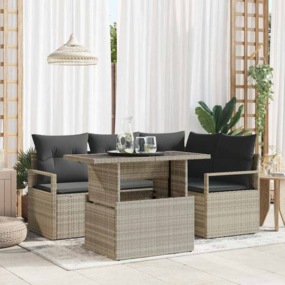 Set Divano da Giardino 5 pcs Grigio chiaro polyrattan | homemem39