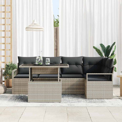 Set Divano da Giardino 6 pcs Grigio chiaro polyrattan