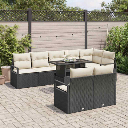 Set Divano da Giardino 9 pcs Nero e Crema polyrattan | homemem39