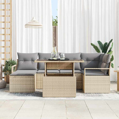 Set Divano da Giardino con cuscino 7 pcs beige e grigio chiaro | homemem39