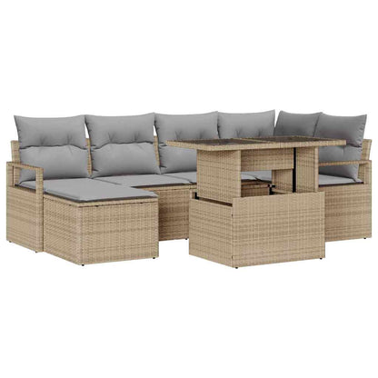 Set Divano da Giardino con cuscino 7 pcs beige e grigio chiaro | homemem39