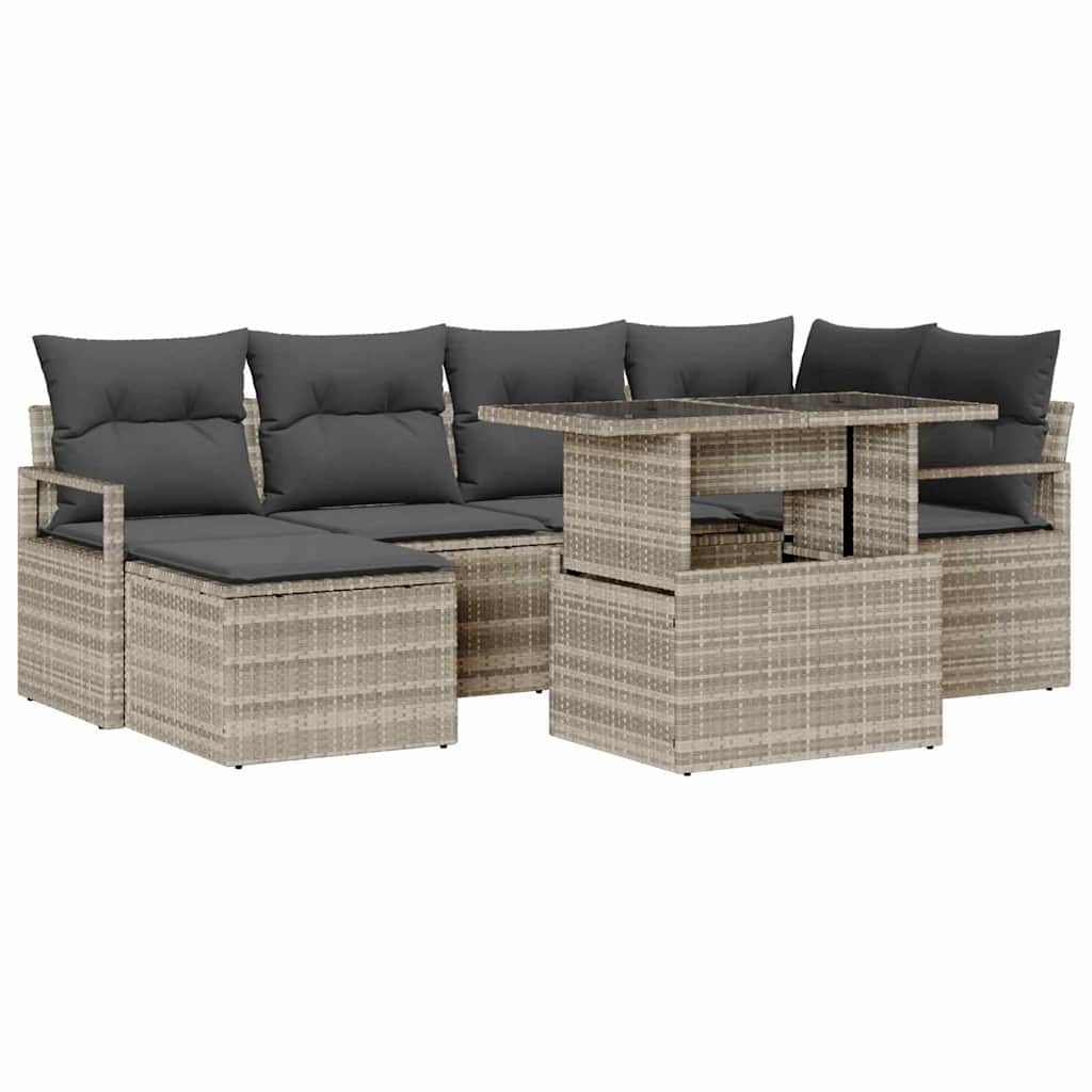 Set Divano da Giardino con cuscino 7 pcs Grigio chiaro | homemem39