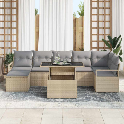 Set Divano da Giardino con cuscino 8 pcs beige e grigio chiaro | homemem39