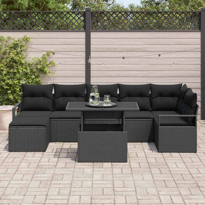 Set Divano da Giardino con archiviazione 8 pcs Nero polyrattan | homemem39