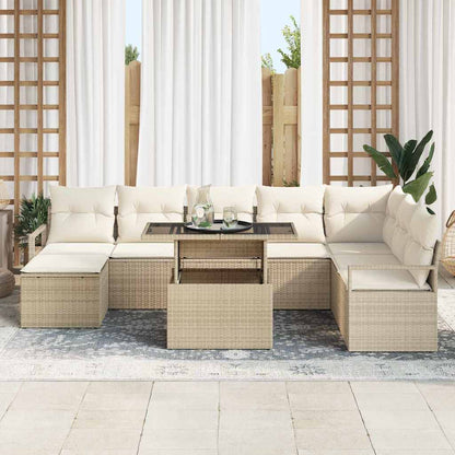 Set Divano da Giardino con cuscino 9 pcs beige e panna | homemem39