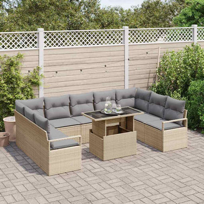 Set Divano da Giardino 10 pcs beige e grigio chiaro polyrattan | homemem39