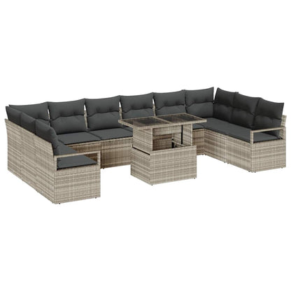 Set Divano da Giardino 11 pcs Grigio chiaro polyrattan | homemem39