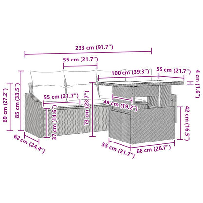 Set Divano da Giardino 5 pz Beige e Crema polyrattan | homemem39