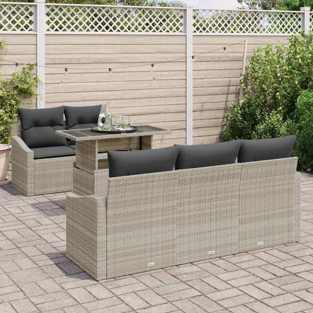 Set Divano da Giardino 6 pcs Grigio chiaro polyrattan | homemem39