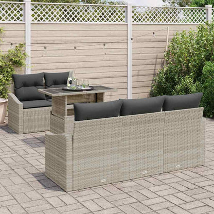 Set Divano da Giardino 6 pcs Grigio chiaro polyrattan | homemem39