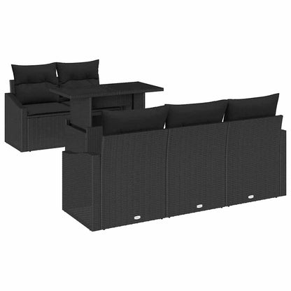 Set Divano da Giardino con archiviazione 6 pcs Nero polyrattan | homemem39