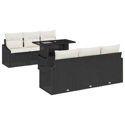 Set Divano da Giardino 7 pcs Nero e crema 100 x 55 x 73 cm | homemem39