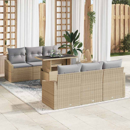 Set Divano da Giardino 7 pcs Beige e Grigio Chiaro polyrattan | homemem39
