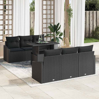 Set Divano da Giardino con archiviazione 7 pcs Nero polyrattan | homemem39