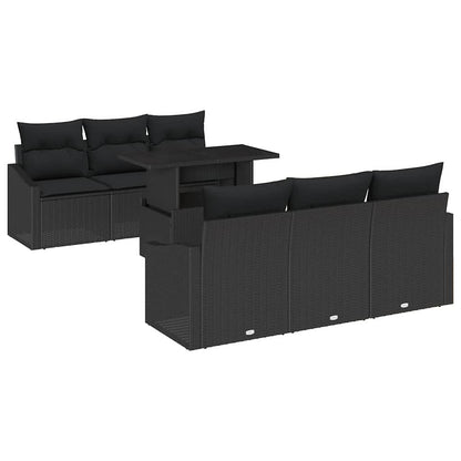 Set Divano da Giardino con archiviazione 7 pcs Nero polyrattan | homemem39