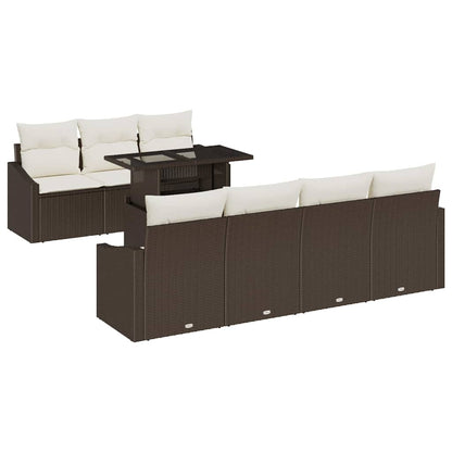 Set Divano da Giardino 8 pcs Marrone e Crema polyrattan | homemem39