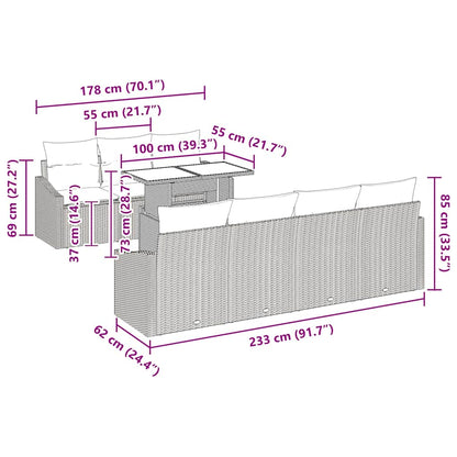 Set Divano da Giardino 8 pcs Beige e Crema polyrattan