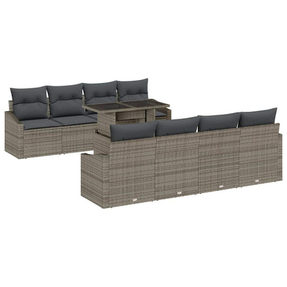 Set Divano da Giardino con cuscino 7 pcs Grigio polyrattan | homemem39