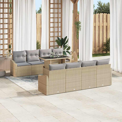 Set Divano da Giardino 7 pcs Beige e Grigio Chiaro polyrattan | homemem39