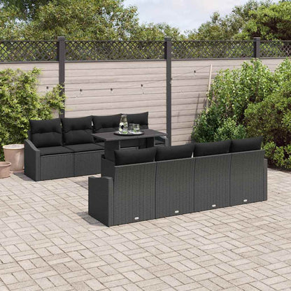 Set Divano da Giardino con cuscino 7 pcs Nero polyrattan | homemem39