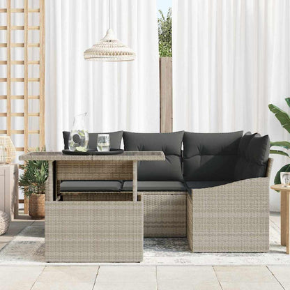 Set Divano da Giardino 5 pcs Grigio chiaro polyrattan | homemem39