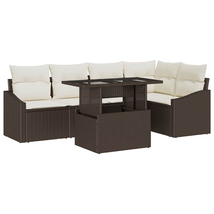 Set Divano da Giardino con cuscino 6 pcs Marrone e crema | homemem39
