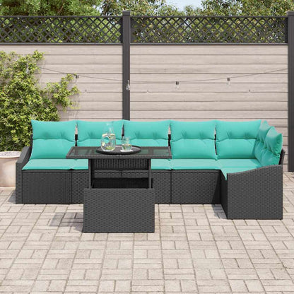 Set Divano da Giardino con cuscino 7 pcs Nero e blu | homemem39