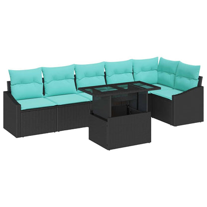 Set Divano da Giardino con cuscino 7 pcs Nero e blu | homemem39