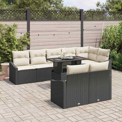 Set Divano da Giardino 9 pcs Nero e Crema polyrattan | homemem39