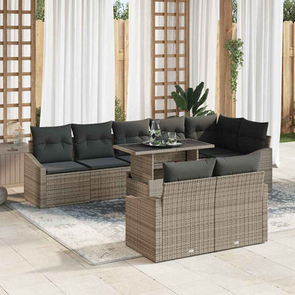 Set Divano da Giardino con cuscino 9 pcs Grigio polyrattan | homemem39