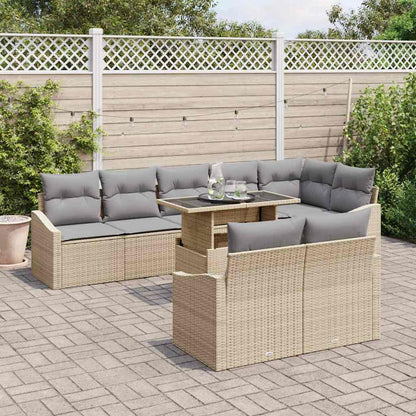 Set Divano da Giardino 9 pcs Beige e Grigio Chiaro polyrattan | homemem39