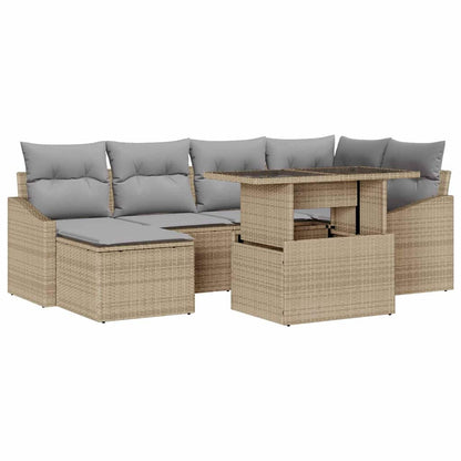 Set Divano da Giardino 7 pz Beige e Grigio Chiaro polyrattan | homemem39
