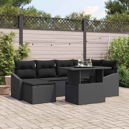 Set Divano da Giardino 7 pz Nero polyrattan | homemem39