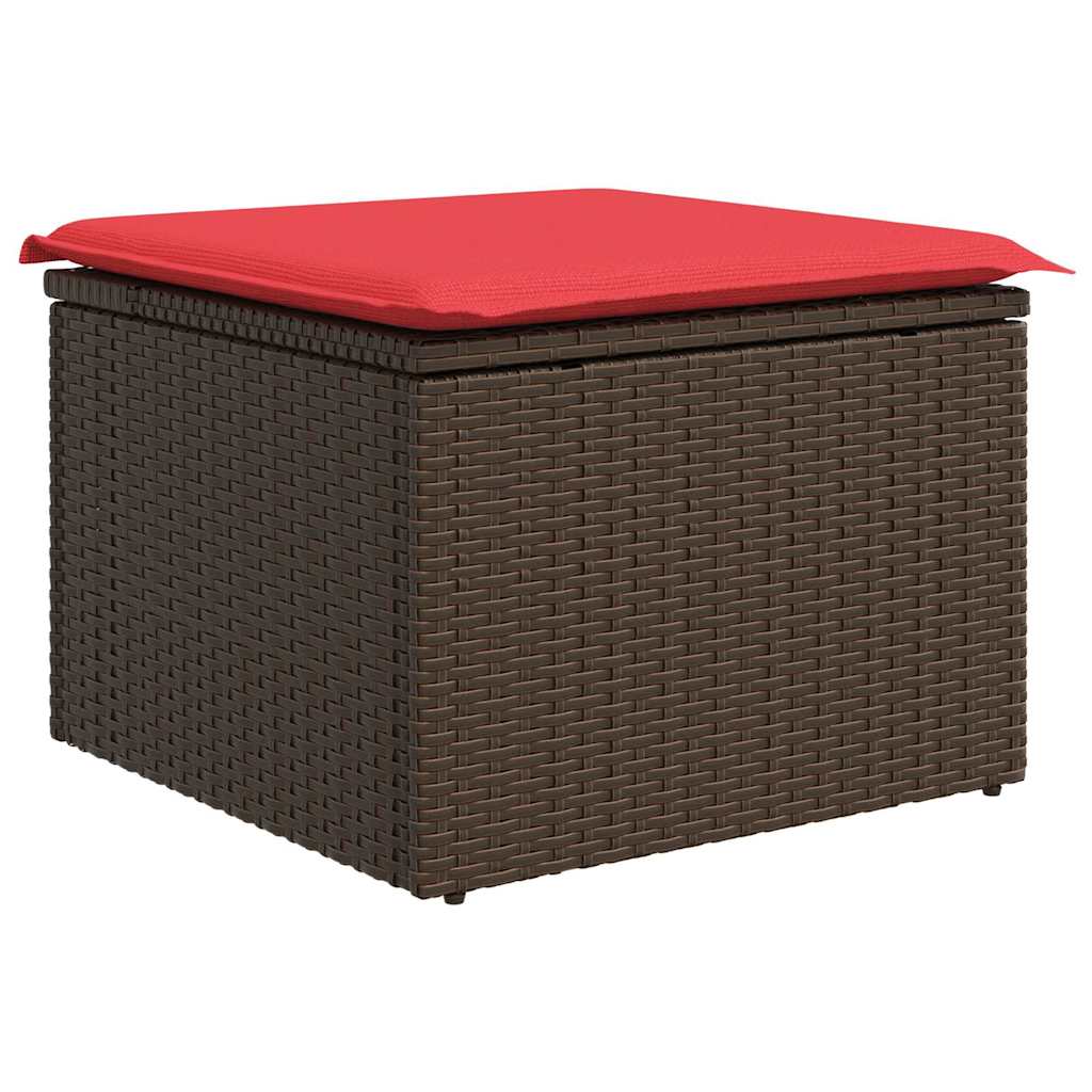 Set di divani 7 pz Marrone e Rosso Poly Rattan | homemem39