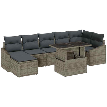 Set Divano da Giardino con cuscino 8 pcs Grigio polyrattan