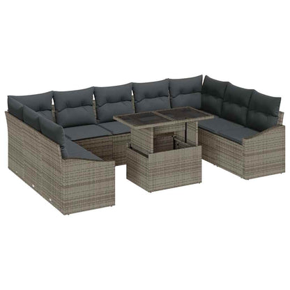 Set di divani con cuscino 10 pcs Grigio polyrattan | homemem39