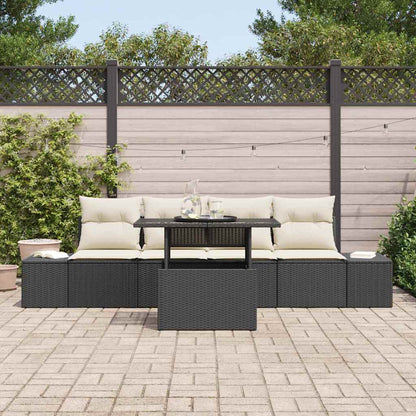 Set di divani con cuscino 5 pcs Nero e Crema polyrattan | homemem39