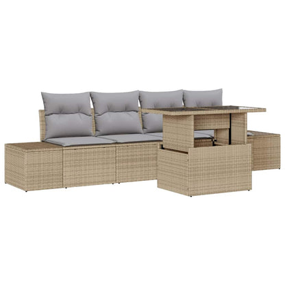 Set di divani 5 pcs Beige e Grigio Chiaro polyrattan | homemem39