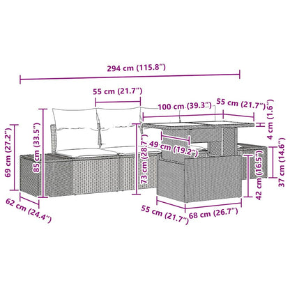 Set di divani con cuscino 5 pcs Beige e Crema polyrattan