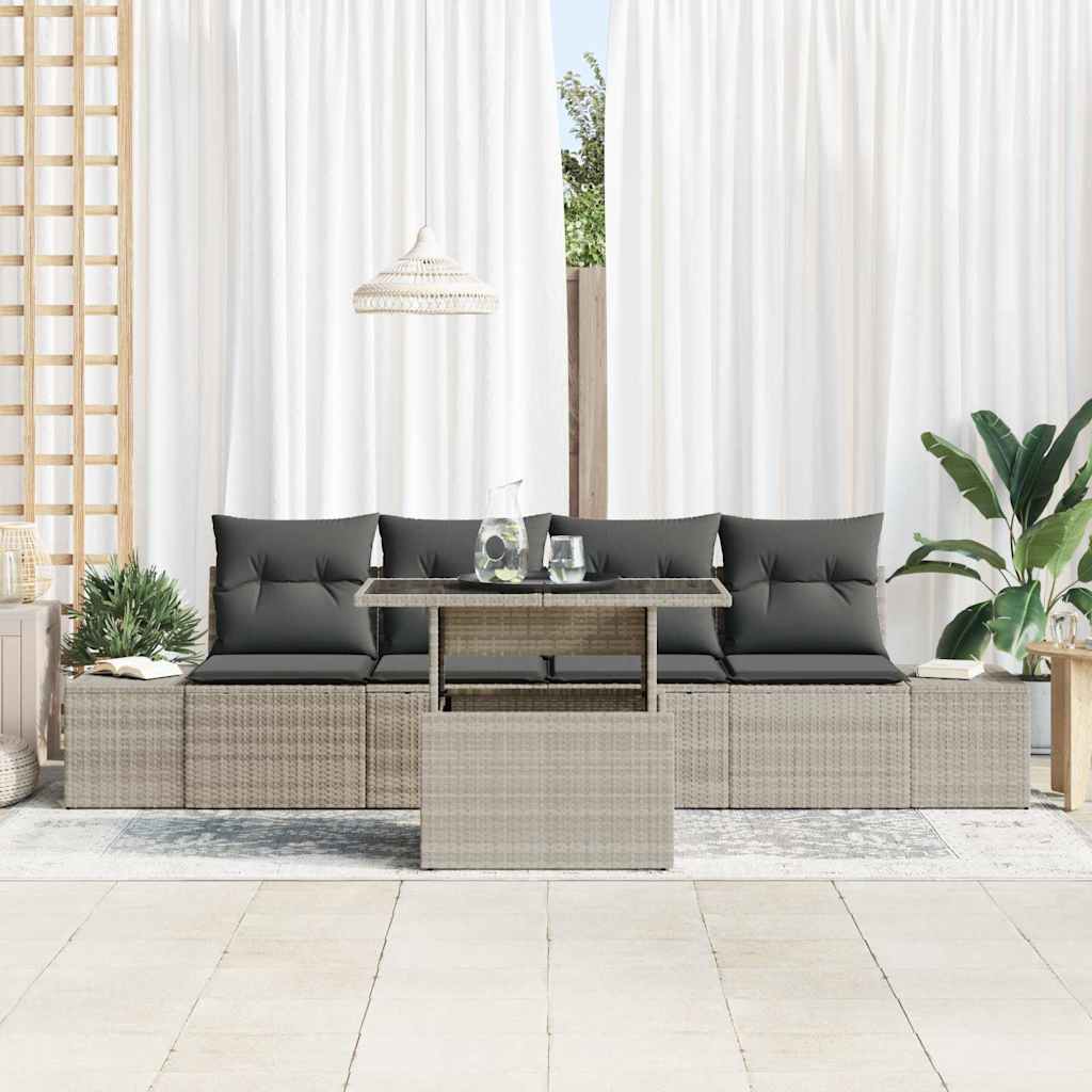Set di divani con cuscino 5 pcs Grigio chiaro polyrattan | homemem39
