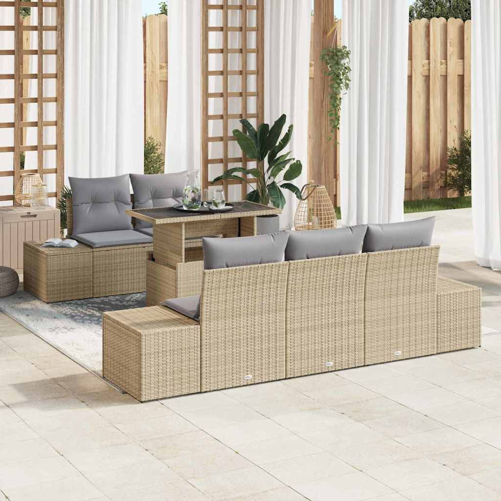 Set di divani 6 pcs Beige e Grigio Chiaro polyrattan | homemem39