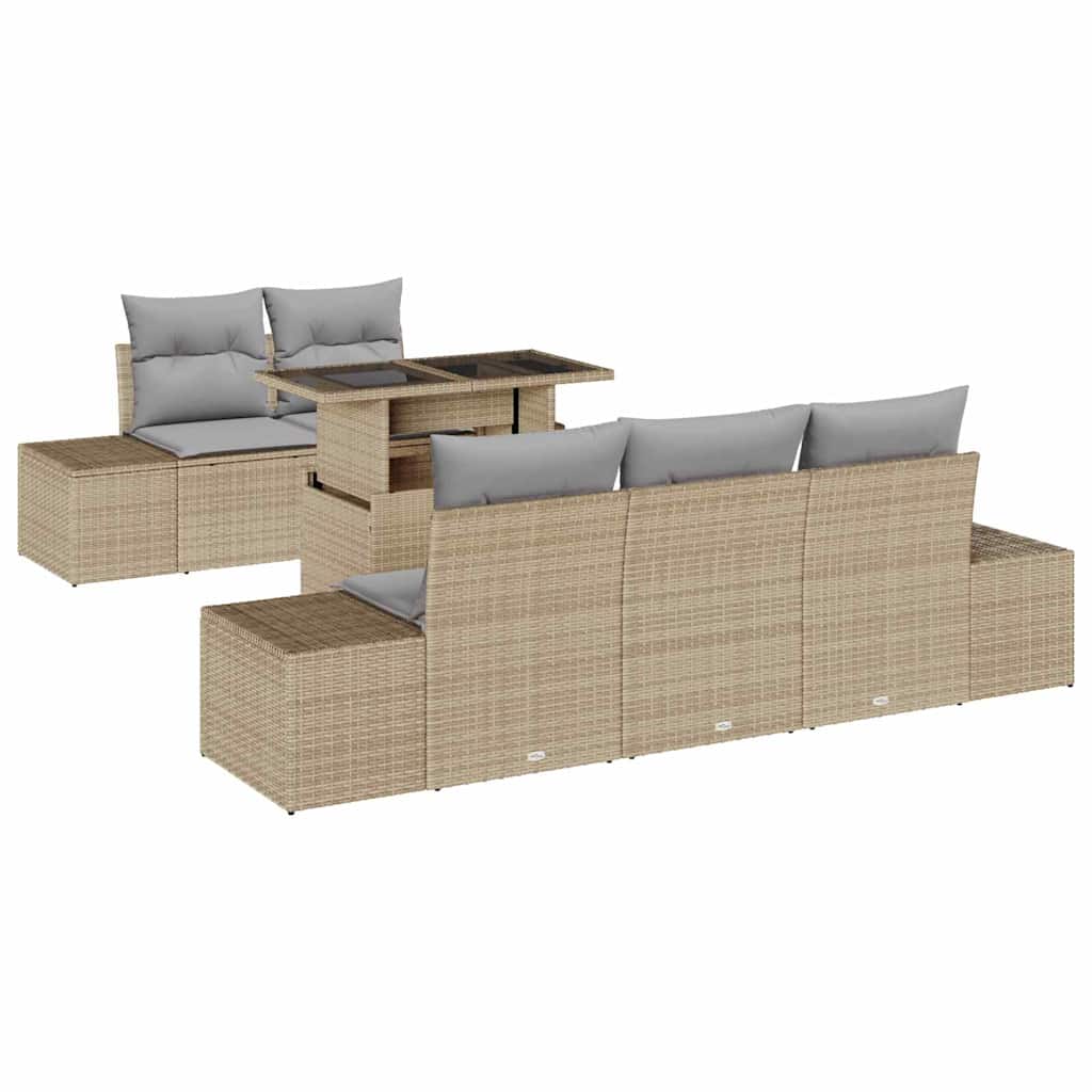 Set di divani 6 pcs Beige e Grigio Chiaro polyrattan | homemem39