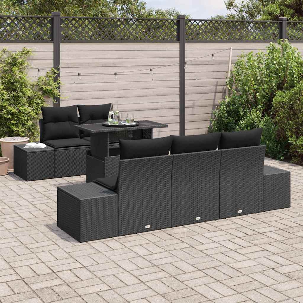 Set di divani 6 pz Nero polyrattan